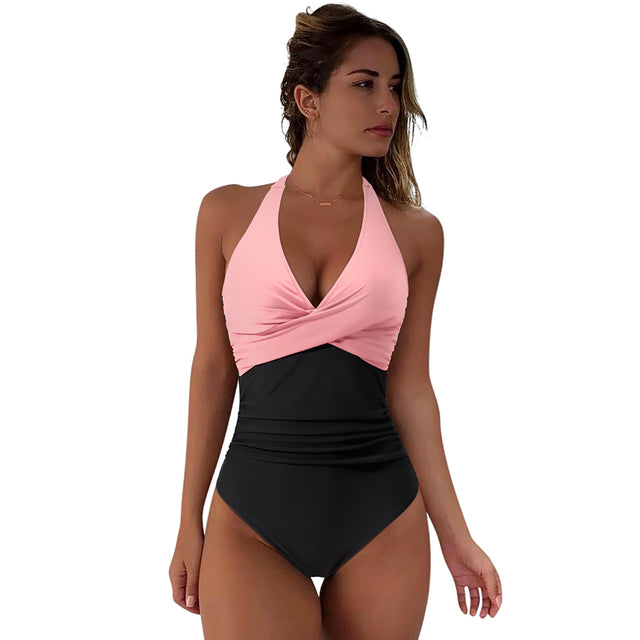 One Piece Swimsuit Women Swimwear Bikini V Neck Push Up