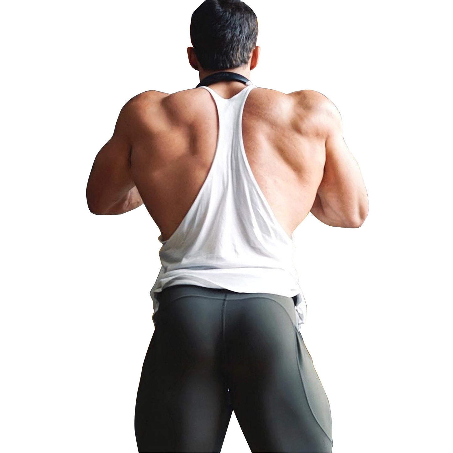 Men's Gym Workout Bodybuilding Cotton Tank Tops Y Back Fitness Thin Shoulder Strap Muscle Fit Stringer Sleeveless Shirt