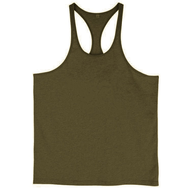 Men's Gym Workout Bodybuilding Cotton Tank Tops Y Back Fitness Thin Shoulder Strap Muscle Fit Stringer Sleeveless Shirt