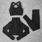 Seamless Knitting Yoga Suit Lulu Sexy Hip Lifting Fitness Three Piece Suit In Autumn And Winter