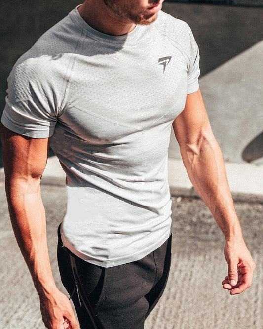 Fitness Brother Mens Running Sports Slim Fit Short Sleeve Quick Drying Clothes Milk Silk Quick Drying Training T shirt