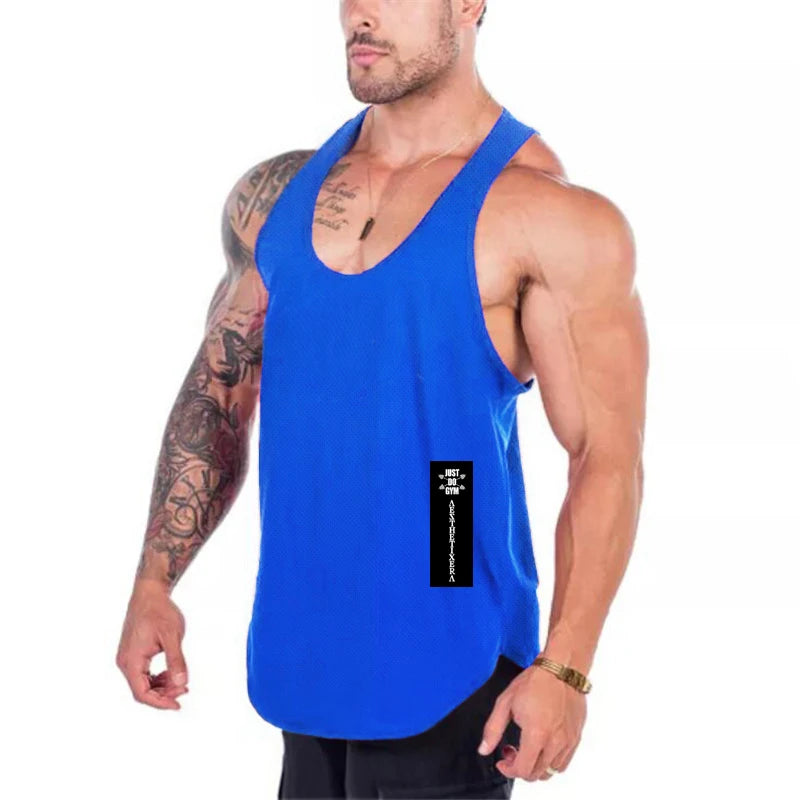 Gym Tank Top Mens Bodybuilding Clothing Summer Fitness Singlets Quick Dry Mesh Breathable Sports Sleeveless Shirts Workout Vest