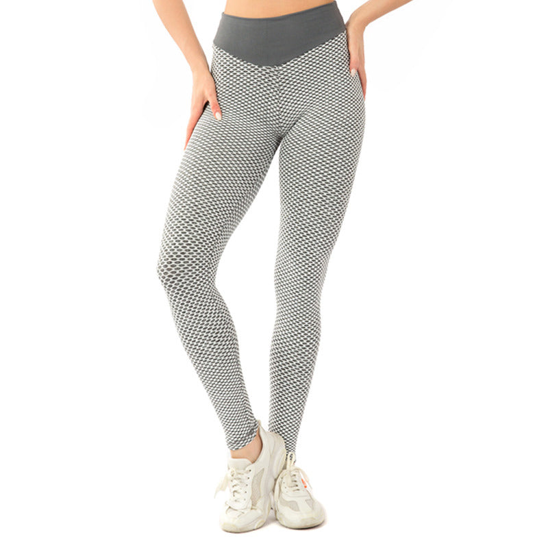 Honey Peach Hip Seamless Yoga Pants Tight Fitness Sports Pants Middle Pants High Waist Elastic Honeycomb Yoga Pants Women