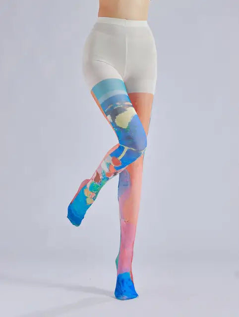 Small group patterned pantyhose with colorful silk stockings