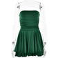 One line neckline strapless high waisted short skirt