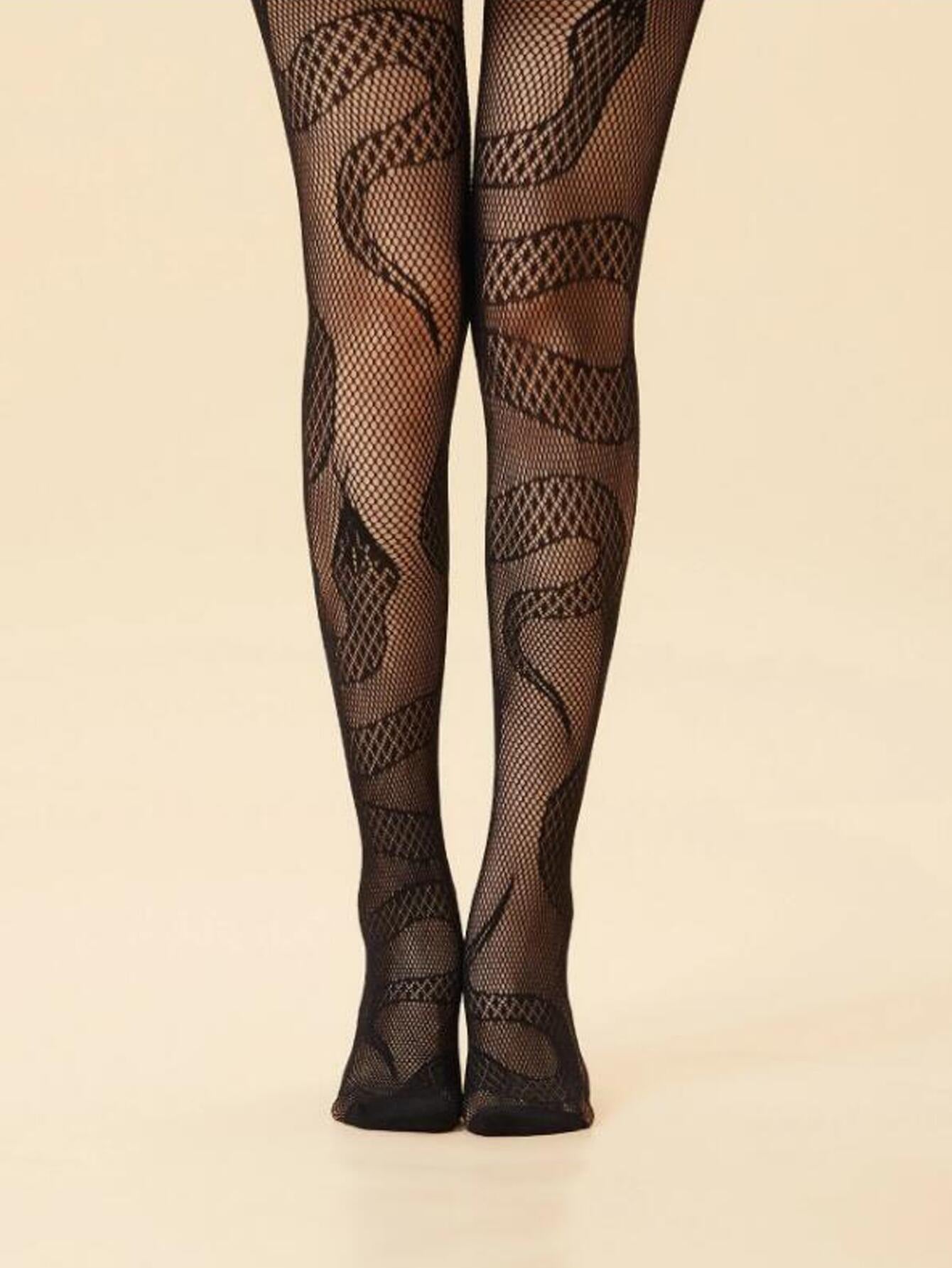 Fun mesh hollowed out stockings snake pattern jumpsuit animal stockings