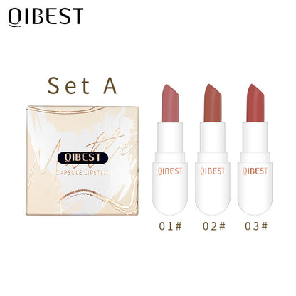 QIBEST Mini Capsule Lipstick Set Velvet Matte Matte Lipstick Long lasting Pill Lipstick