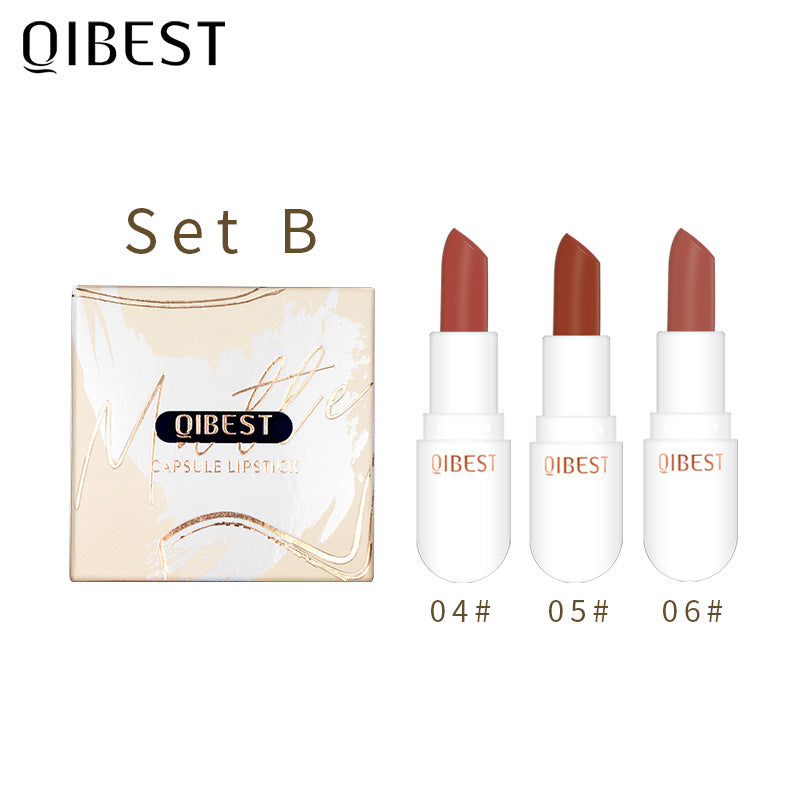 QIBEST Mini Capsule Lipstick Set Velvet Matte Matte Lipstick Long lasting Pill Lipstick