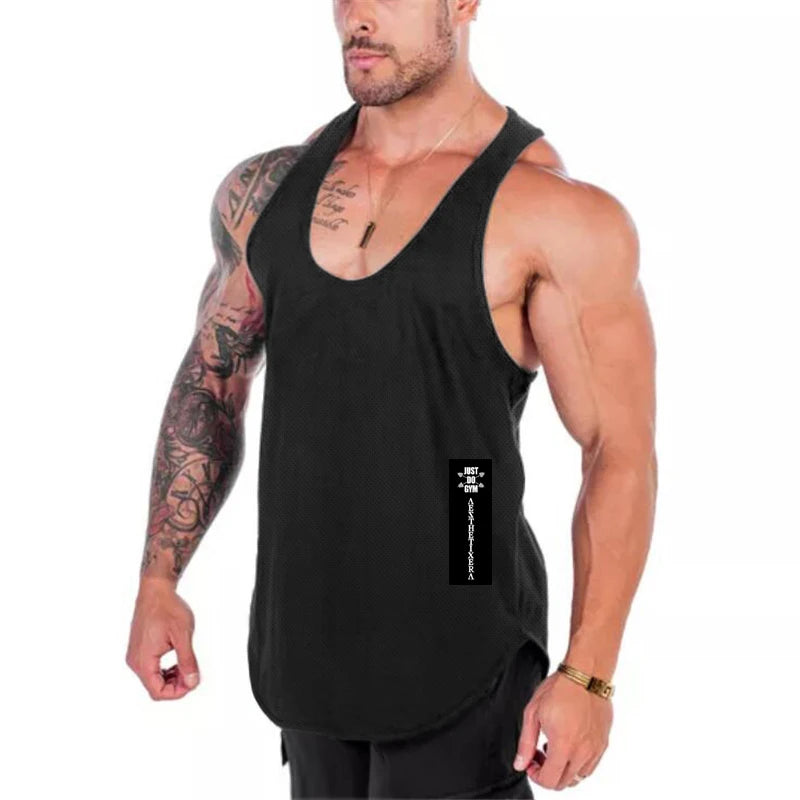 Gym Tank Top Mens Bodybuilding Clothing Summer Fitness Singlets Quick Dry Mesh Breathable Sports Sleeveless Shirts Workout Vest