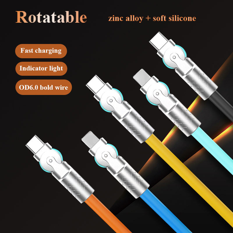 The New Rotary Type-C Data Cable Super Fast Charging Cable Is Applicable To Huawei Apple Xiaomi Android Mobile Phone Charging Cable