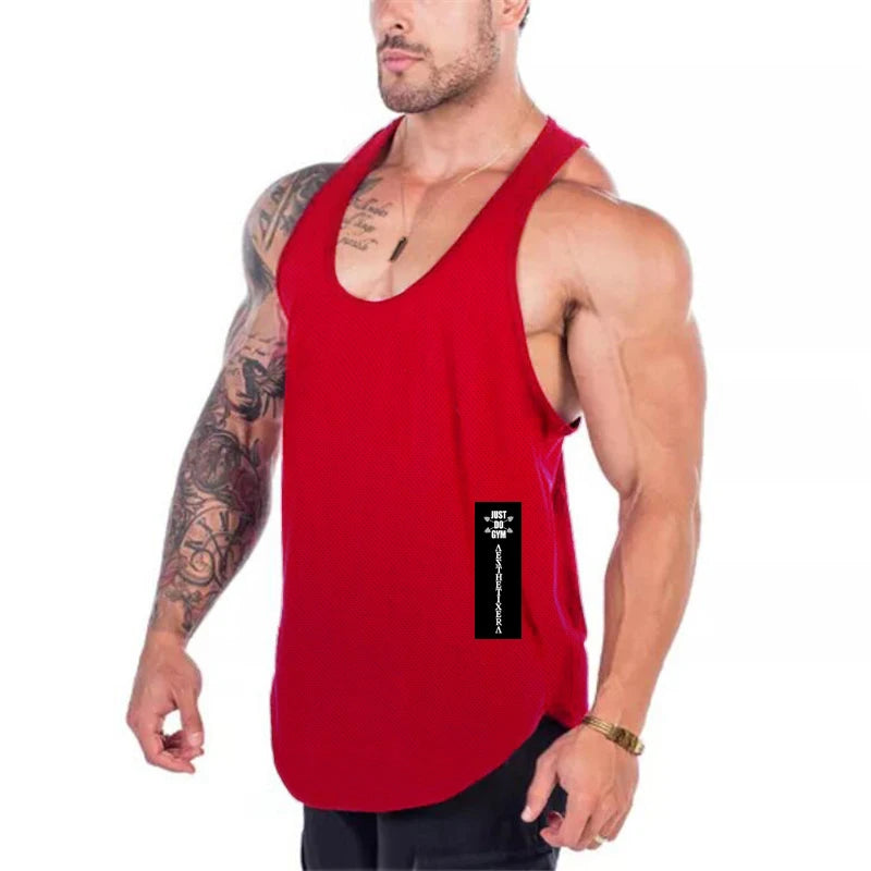 Gym Tank Top Mens Bodybuilding Clothing Summer Fitness Singlets Quick Dry Mesh Breathable Sports Sleeveless Shirts Workout Vest