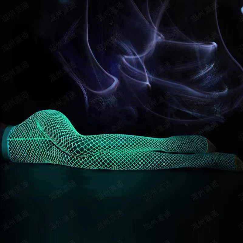 Glow In The Dark Pantyhose Sexy Lingerie With Hollow Mesh Stockings And Fishnet Stockings