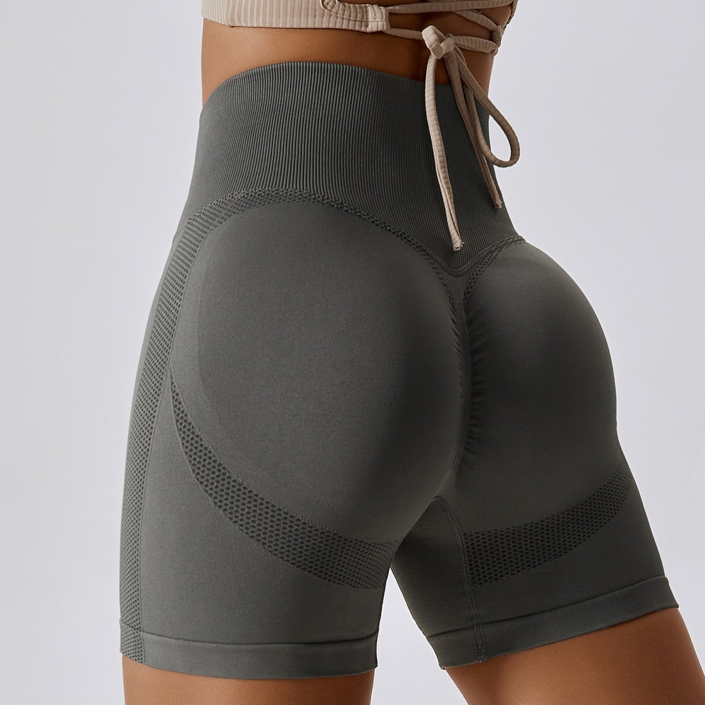 Seamless Yoga Shorts Honey Peach Hip Lift High Waist Fitness Pants Tight Running Sports Shorts for Women