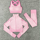 Seamless Knitting Yoga Suit Lulu Sexy Hip Lifting Fitness Three Piece Suit In Autumn And Winter