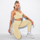 Knitted Strip Thread Yoga Set for Women In Europe and America, Fitness and Outdoor Naked Running Two-Piece Set, Lulu Brand