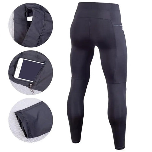 Men Compression Tight Leggings Running Sports Male Gym Fitness Jogging Pants Quick Dry Trousers Workout Training Yoga Bottoms