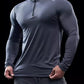 Men Stand collar zipper T-shirt Gym Running Training Fitness Bodybuilding Sport Top Quality elastic long Sleeve tight Tops Tees