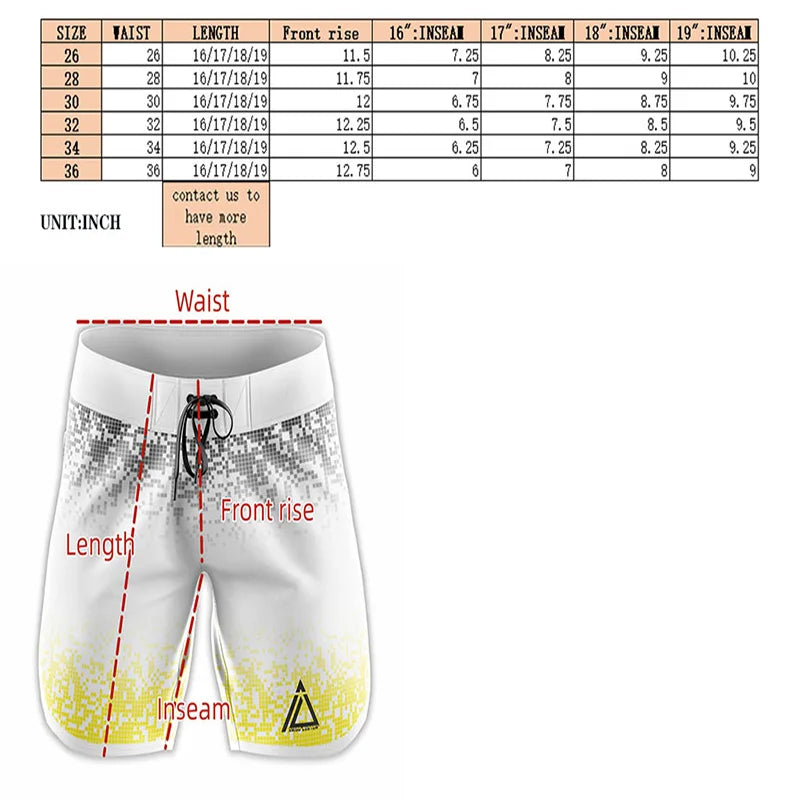 Physique Competition Board Shorts Mens Waterproof Spandex Surf Pants Swimming Trunks Beach Shorts