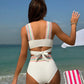 New 2024 Summer Beachwear Women Textured Bikini Set Wide Shoulder Belt Swimwear High Waist Push Up Bathing Suits Female Swimsuit