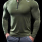 Men Stand collar zipper T-shirt Gym Running Training Fitness Bodybuilding Sport Top Quality elastic long Sleeve tight Tops Tees