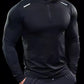 Men Stand collar zipper T-shirt Gym Running Training Fitness Bodybuilding Sport Top Quality elastic long Sleeve tight Tops Tees