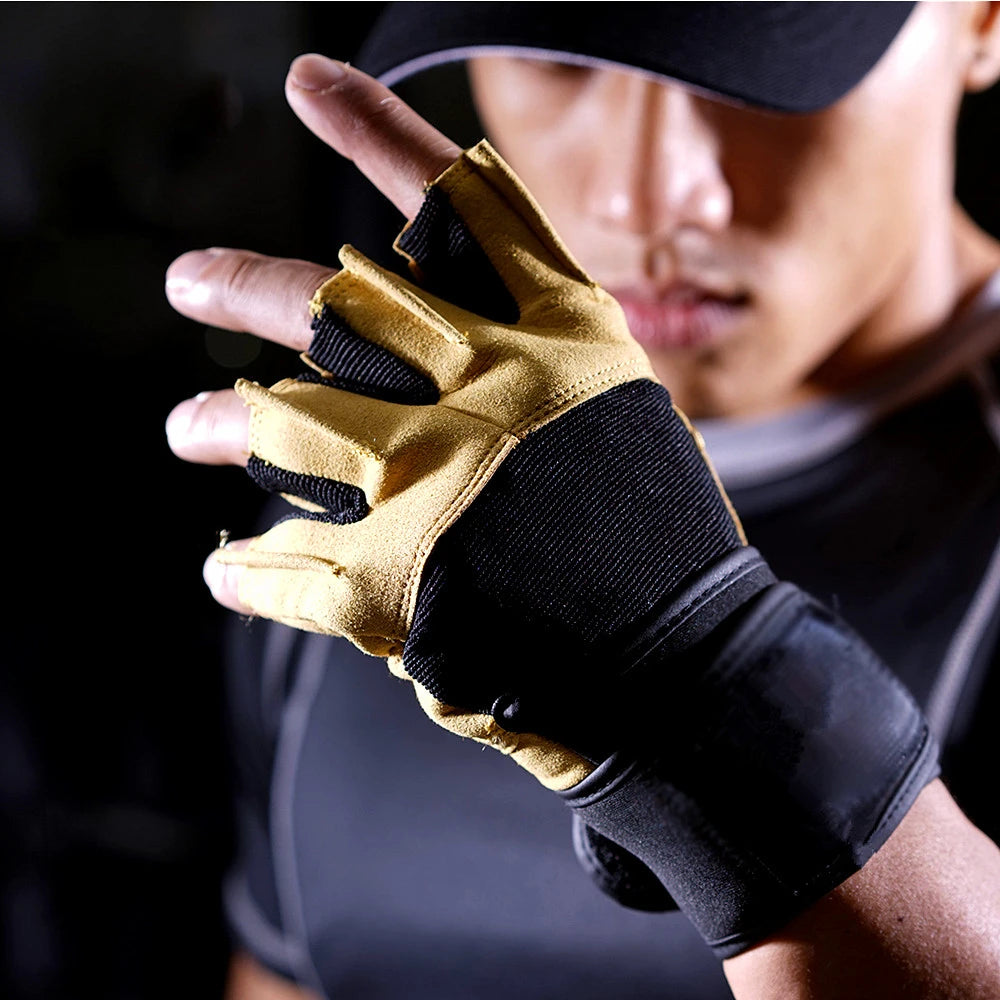 Half Finger Gym Gloves Weightlifting Dumbbell Pull Ups Training Bodybuilding Wearproof Fitness Gloves