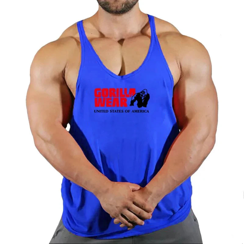 Muscular Man Gyms Men's Clothes Tank Top Vest Gym Bodybuilding and Fitness Stringer Clothing Workout Brand Singlets Shirt Muscle