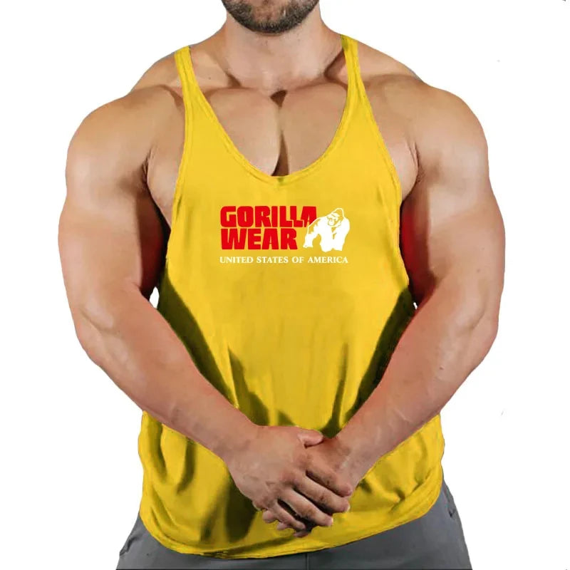 Muscular Man Gyms Men's Clothes Tank Top Vest Gym Bodybuilding and Fitness Stringer Clothing Workout Brand Singlets Shirt Muscle