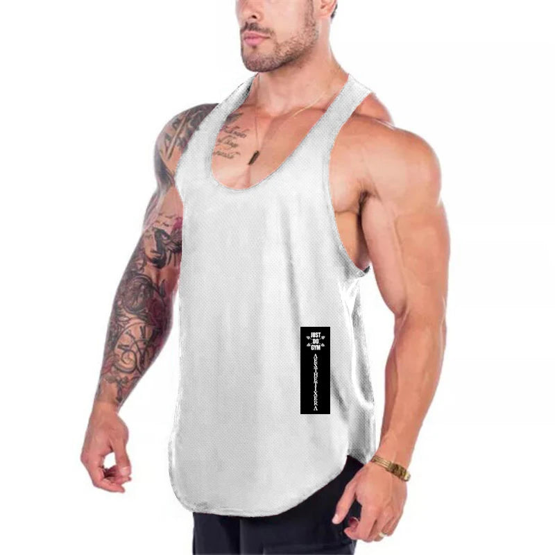 Gym Tank Top Mens Bodybuilding Clothing Summer Fitness Singlets Quick Dry Mesh Breathable Sports Sleeveless Shirts Workout Vest