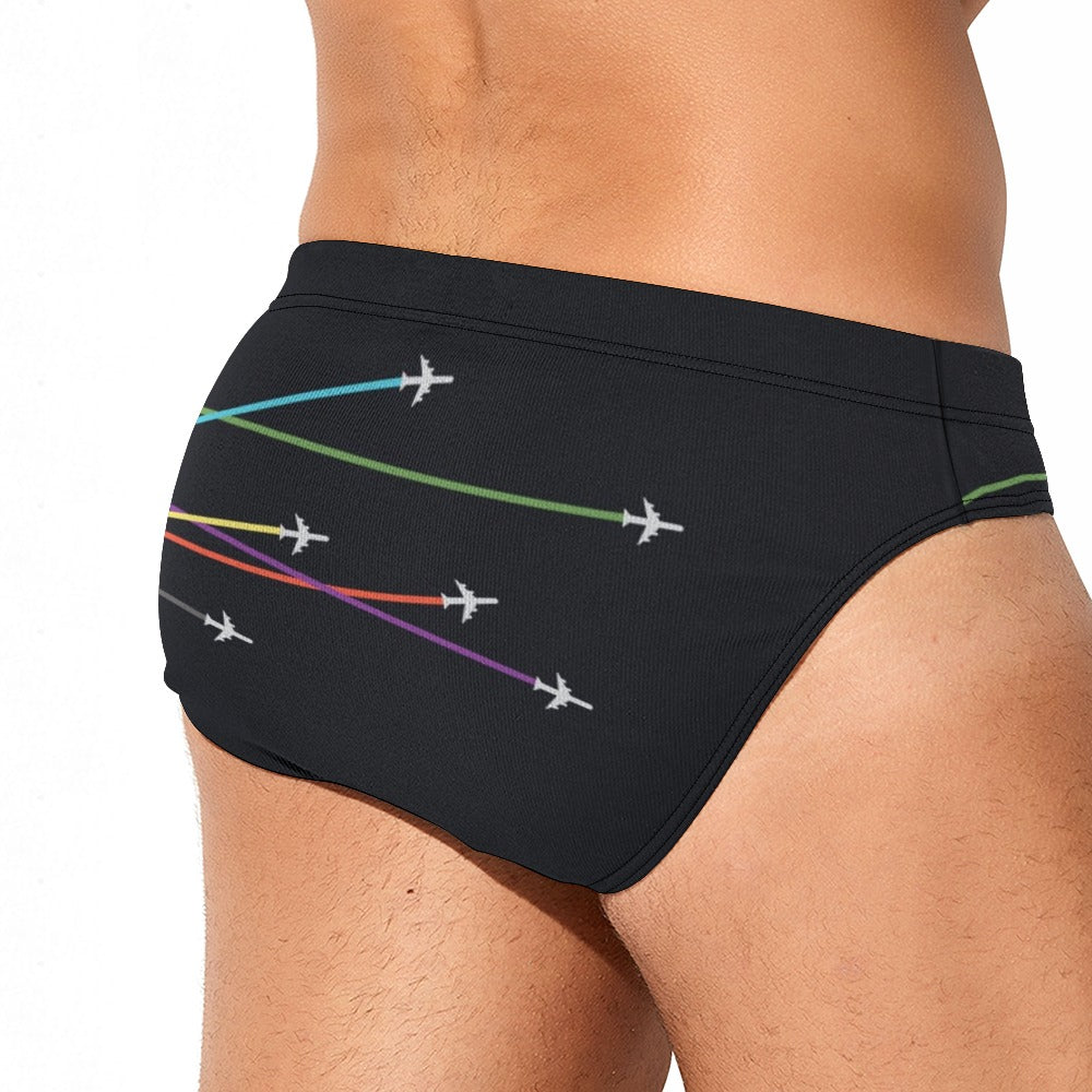 Plane routes Men's swimming trunks