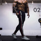 Muscular Men's Tight Trousers Sports and Leisure Sweat-absorbent Contrast Color Zipper Pencil Pants Autumn Jogging Pants Men