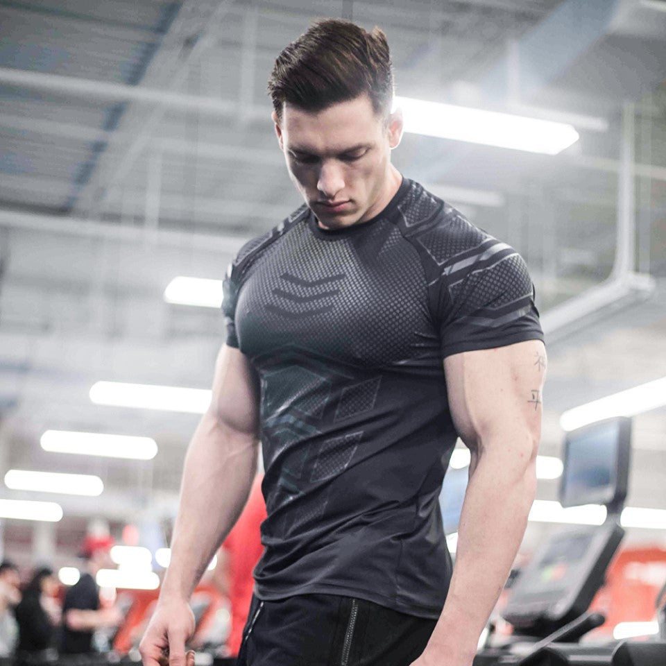 Fitness Clothes Coach Sports T-shirt Muscle Tights Men's High Elastic Training Clothes Short-sleeved Fitness Clothes Men