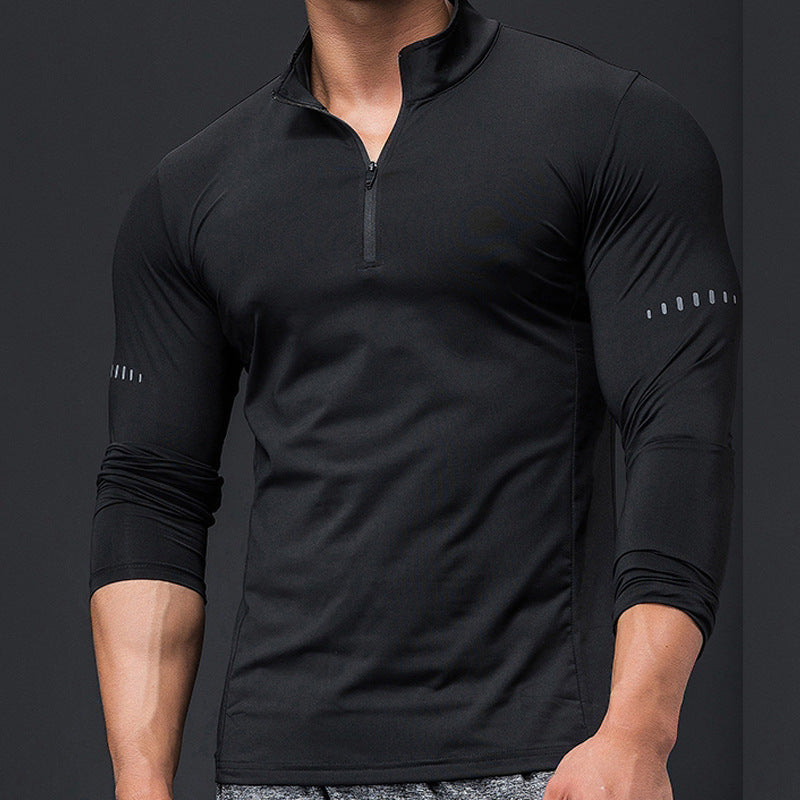 Autumn And Winter Running Training Clothes Long-sleeved POLO Shirt Men's Personal Trainer Fitness Clothes Tight High Elastic Outdoor Sports Top