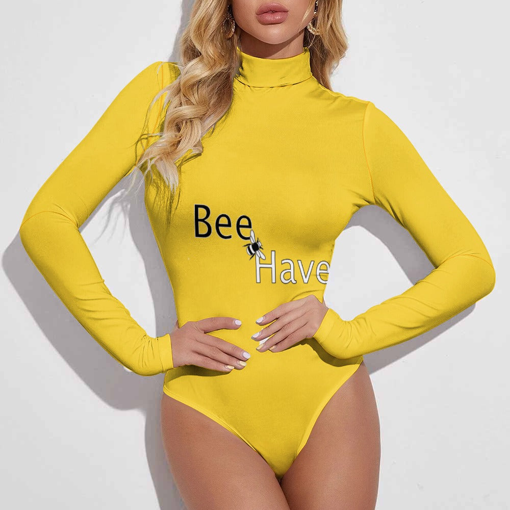 BEEHAVE Women's Turtleneck Long Sleeve Bodysuit