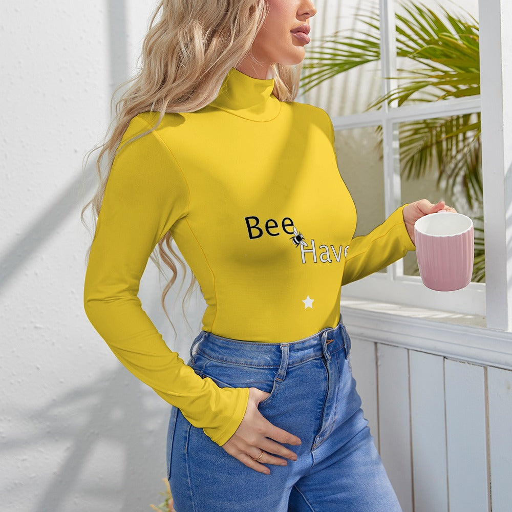 BEEHAVE Women's Turtleneck Long Sleeve Bodysuit