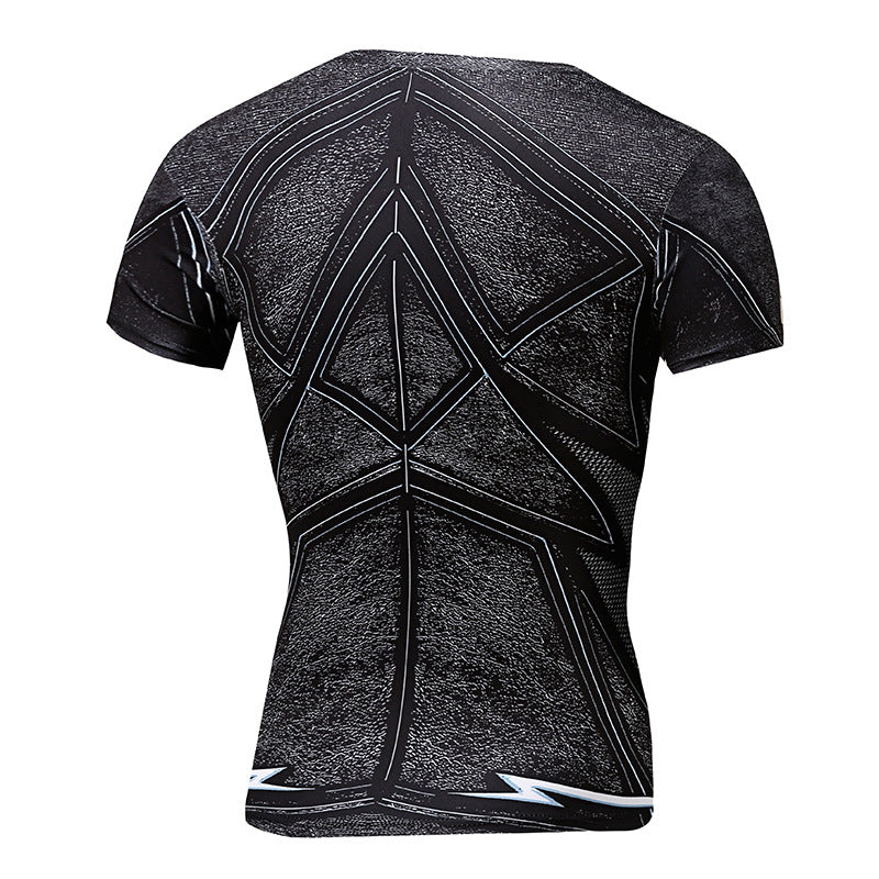 2021 new men's short sleeved T-shirts outdoor sports leisure lightning printing 3D T-shirt round collar fast dry tights