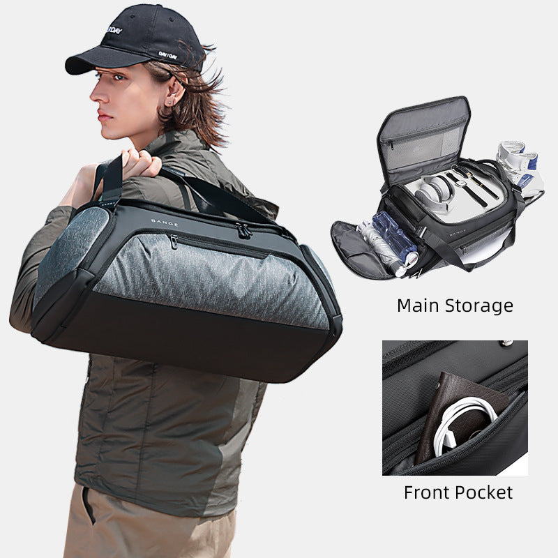 BANGE Fitness Bag Men's Travel bag Dry and wet separation Women's Yoga Exercise Swimming bag Diagonal span duffel bag