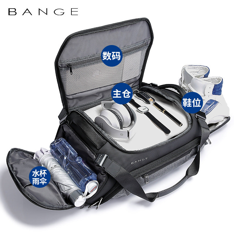 BANGE Fitness Bag Men's Travel bag Dry and wet separation Women's Yoga Exercise Swimming bag Diagonal span duffel bag