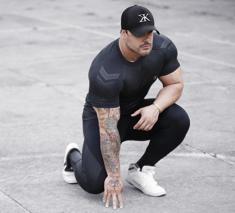 Fitness Clothes Coach Sports T-shirt Muscle Tights Men's High Elastic Training Clothes Short-sleeved Fitness Clothes Men