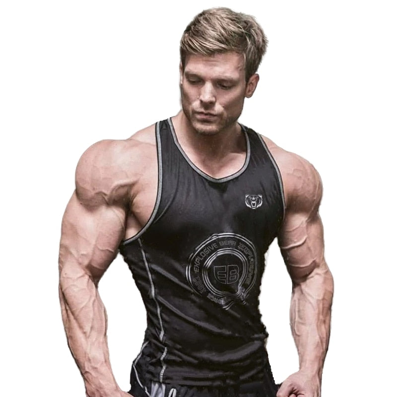 New Gyms Jogger Men Sleeveless Running Bodybuilding Tank Top Muscle Stringer Fitness Shirt Breathable Workout Sport Vest Clothe