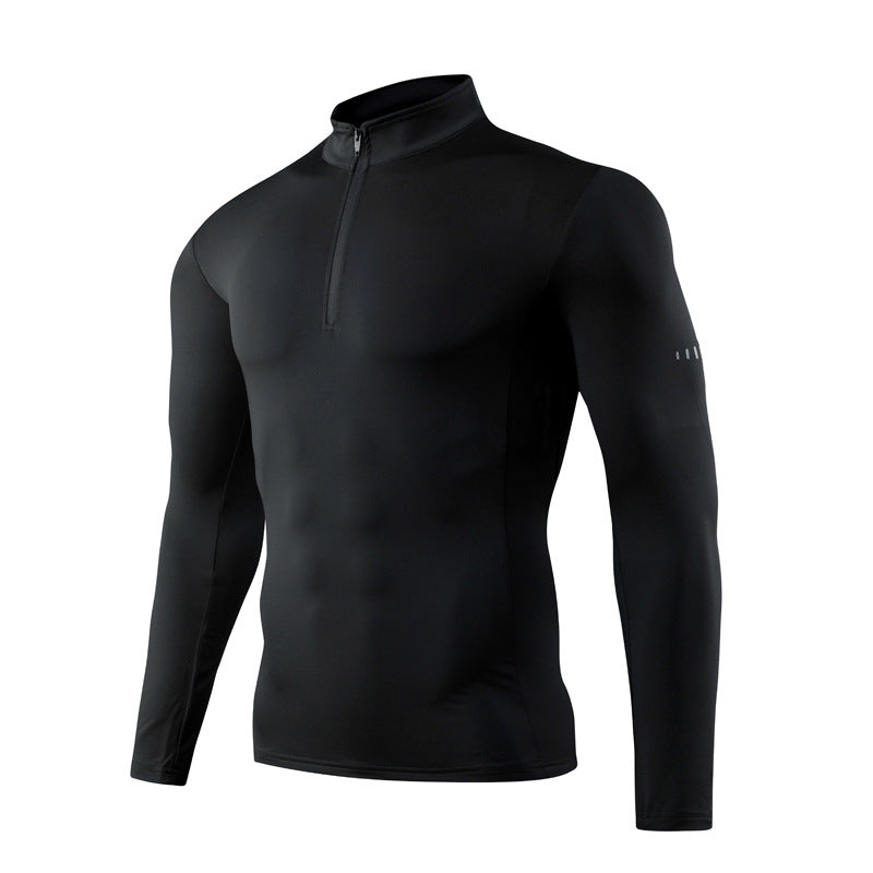 Autumn And Winter Running Training Clothes Long-sleeved POLO Shirt Men's Personal Trainer Fitness Clothes Tight High Elastic Outdoor Sports Top