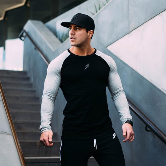 Autumn Men's Fitness Training Tights Men's Long-sleeved T-shirt Elastic Quick-drying Top Running Sports Trainer Clothing Thin