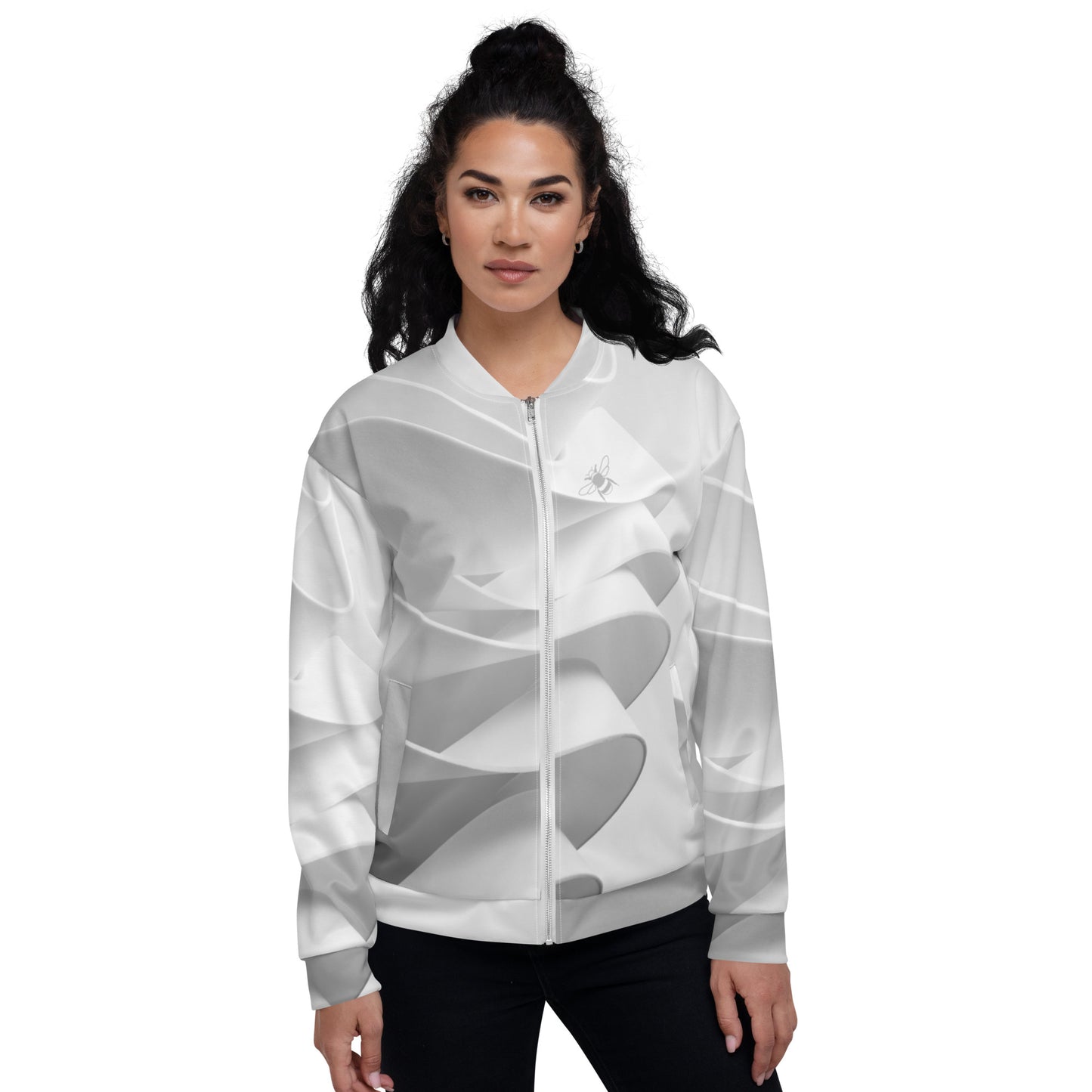 Cities White Unisex Bomber Jacket