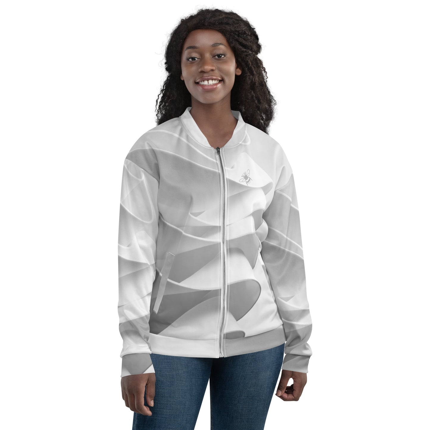 Cities White Unisex Bomber Jacket