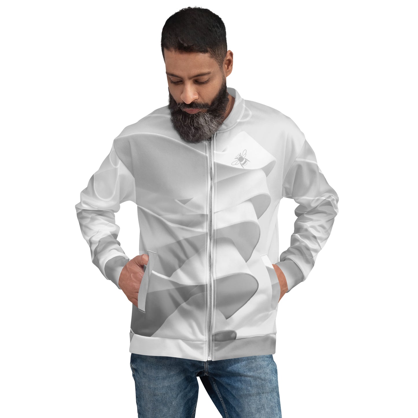 Cities White Unisex Bomber Jacket