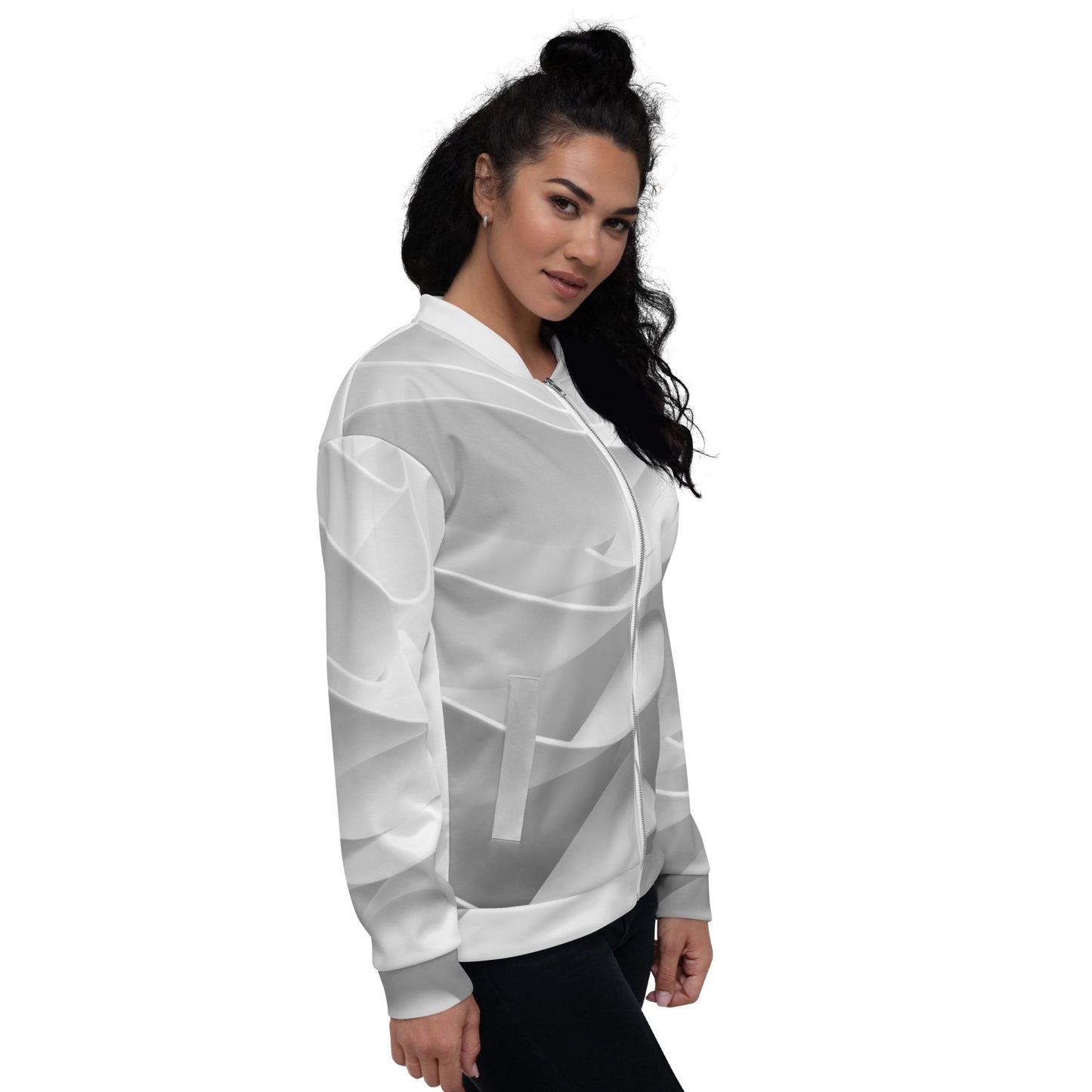 Cities White Unisex Bomber Jacket