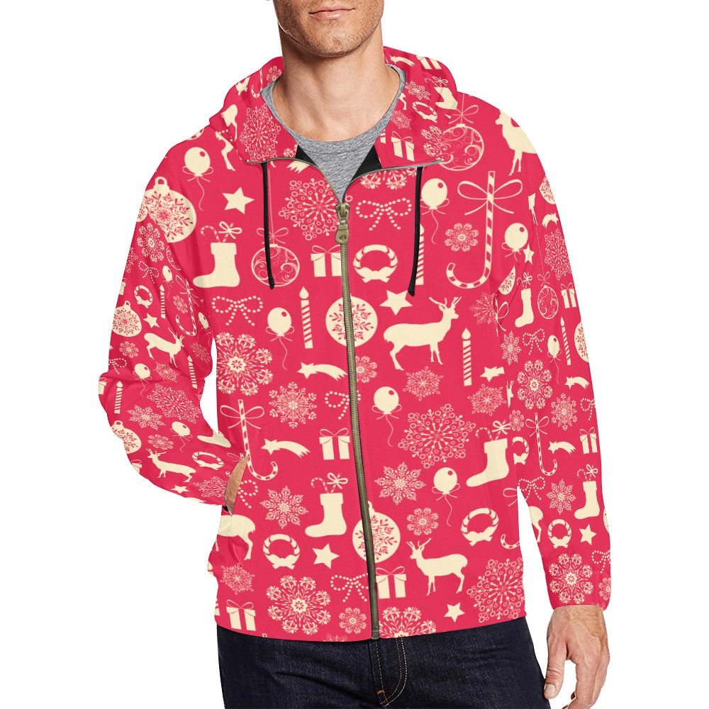 CREW Men's All Over Print Full Zip Hoodie (Model H14)