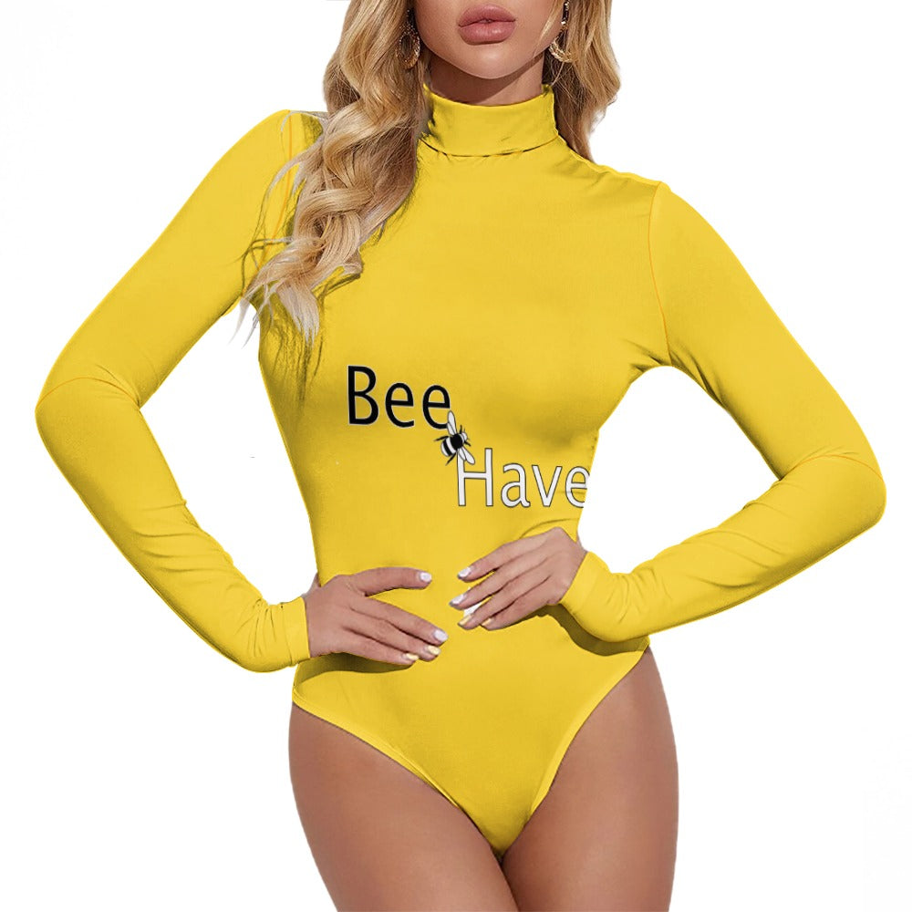 BEEHAVE Women's Turtleneck Long Sleeve Bodysuit