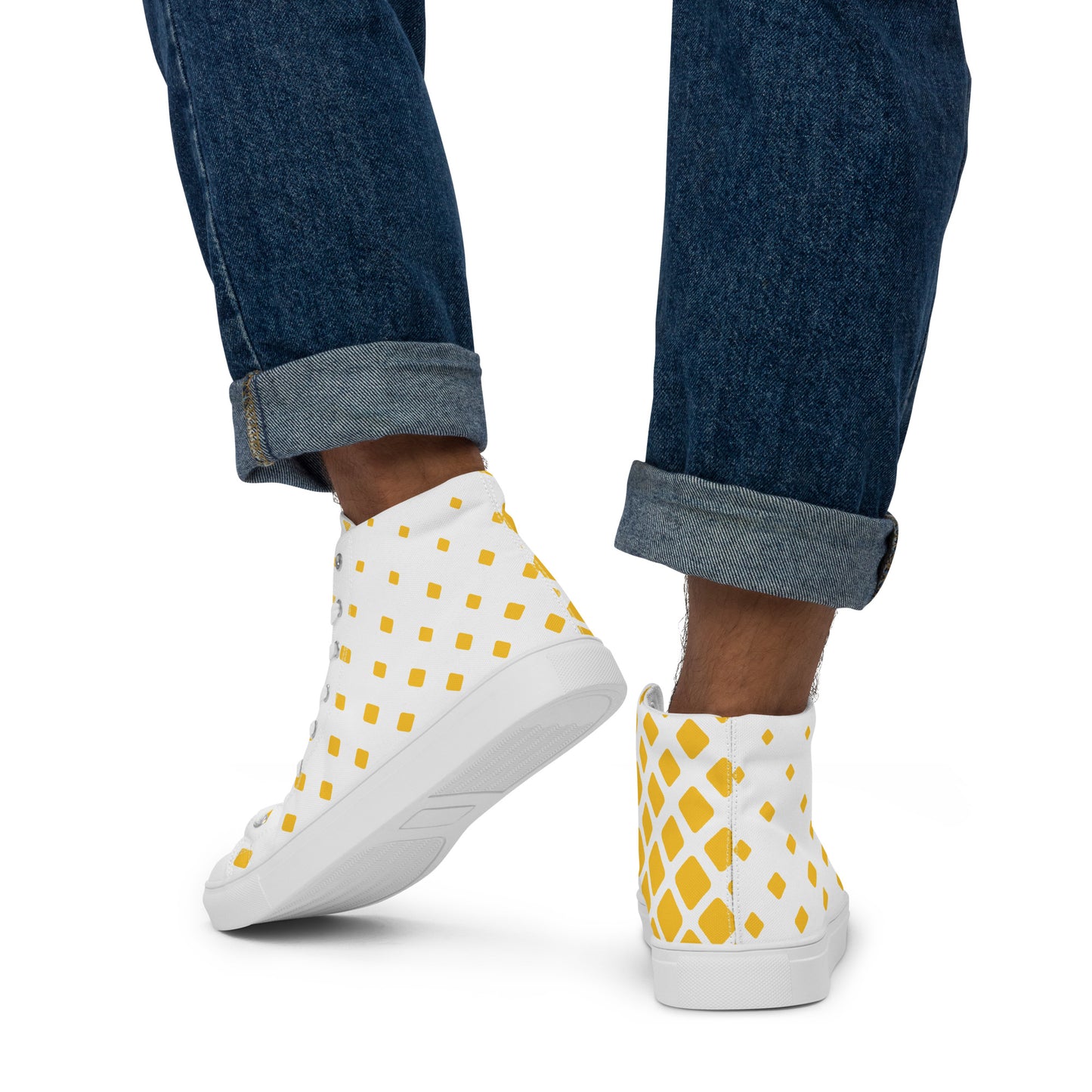 Yellow mesh Men’s high top canvas shoes