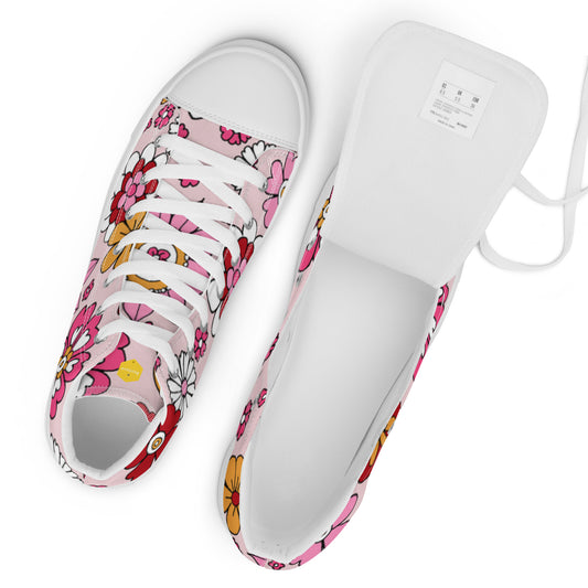 Unisex Floral Spring high top canvas shoes
